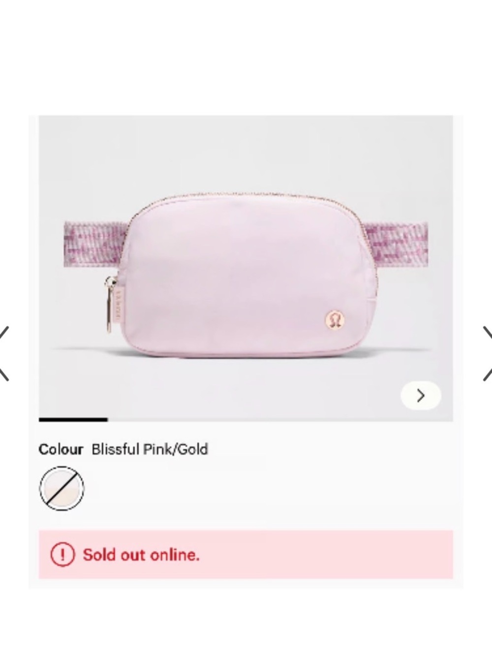 Lululemon Everywhere Belt Bag 1L L Monogram Metallic Blissful Pink/Gold - RARE - Picture 15 of 15